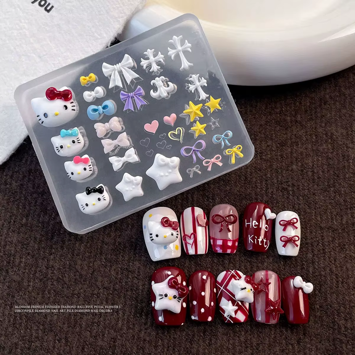 Moules 3D en Silicone pour Nail Art, dessin animé mignon Sanrio Hello Kitty Kuromi, modèle pour la f