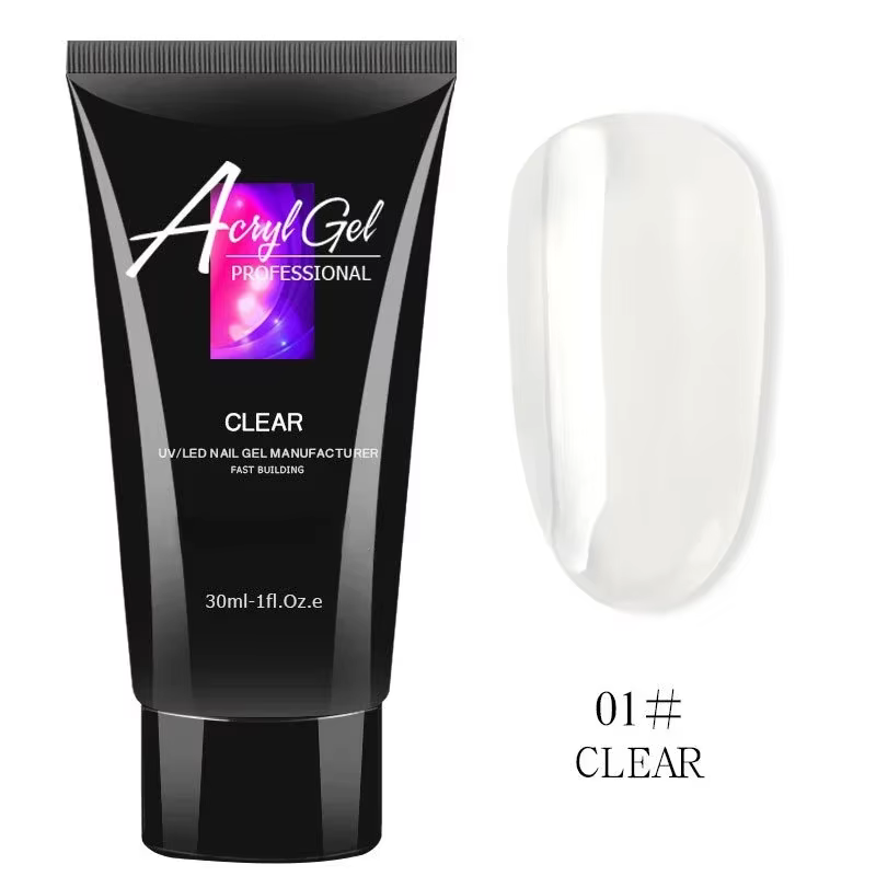 Gel d'extension d'ongles en Poly acrylique, 30ml, UV LED, Extension rapide du modèle en cristal, col