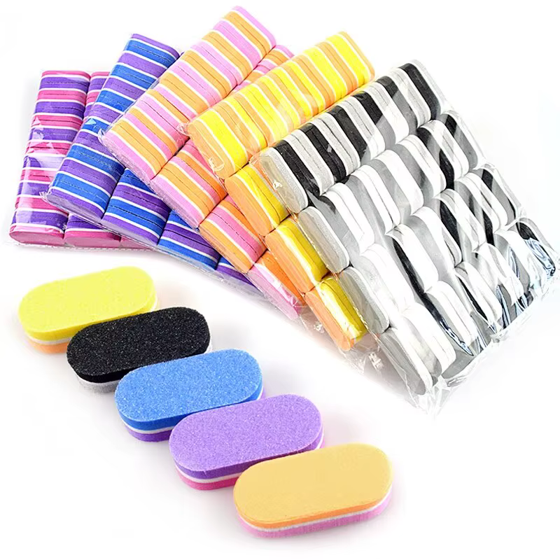 50 pièces Mini limes à ongles bloc 100/180 grain éponge tampons pour ongles en acrylique bloc de pol
