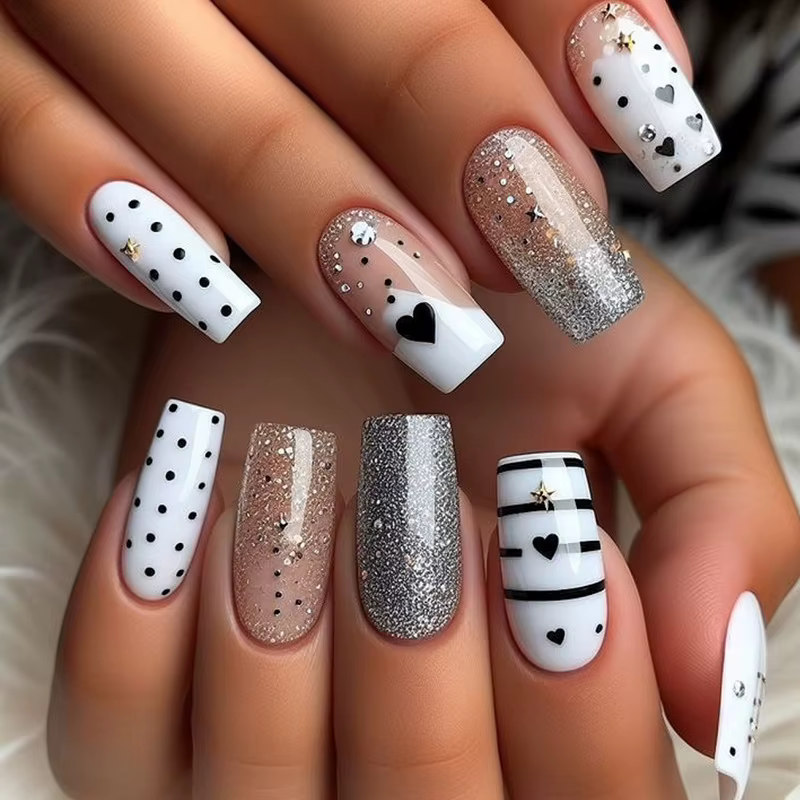 Faux ongles de Ballet mi-longs, 24 pièces, motif d'amour rouge, Design à pression, Simple, portable,