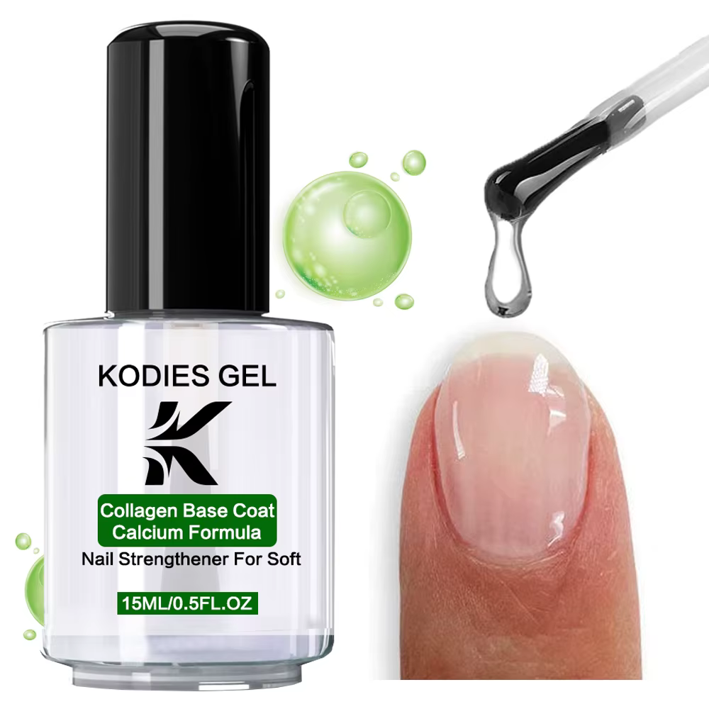 KODIES GEL-Base de Collagène, Formule Calcium, Renforceur des Ongles, Huile de Base à vaccage Rapide