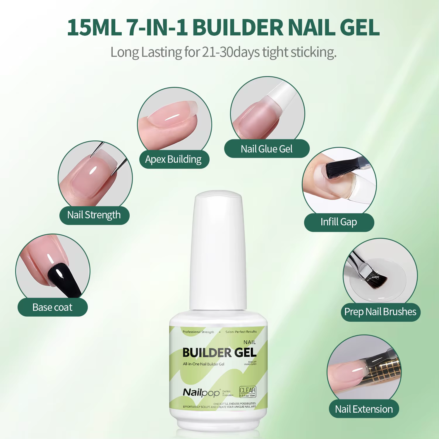 Nailpop constructeur Gel à ongles 4 couleurs couche de Base renforcement épaississement Extension st