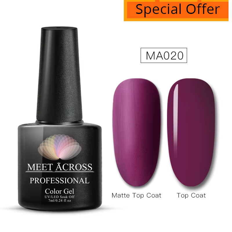 MEET ACROSS 7ml Base en caoutchouc Gel paillettes nu rose blanc 2 en 1 Gel vernis à ongles vernis po