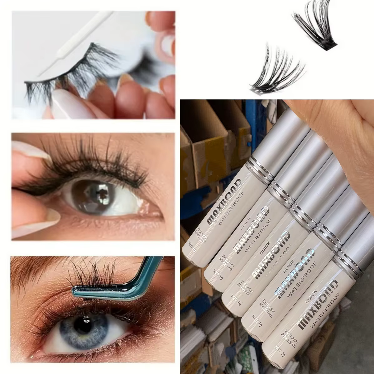 Colle à cils longue durée Super forte, 7G, imperméable, aspect naturel, Non irritante, applicateur à