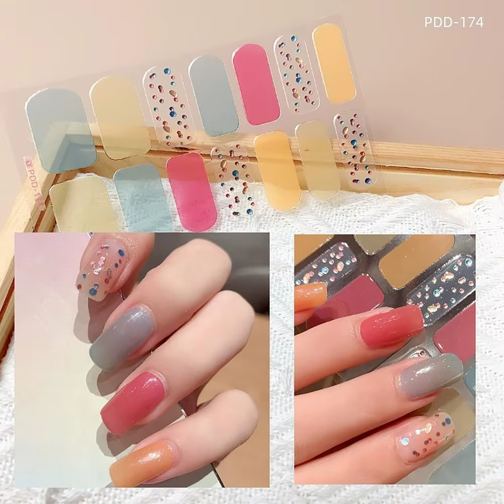 Autocollants pour Verhéritage à Ongles en Gel Semi-durci, Couverture Complète, Patch Floristique Imp