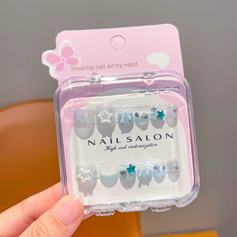 Nouveaux autocollants pour ongles courts en forme de cerise et de nœud, mignons, pour enfants, amovi