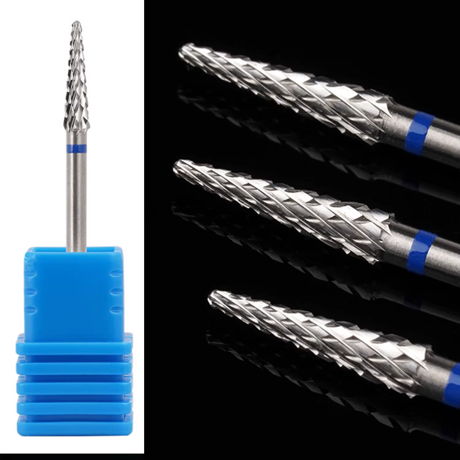 Jeu de forets à ongles pour ongles en acrylique, perceuse à ongles de forme conique en acier au tung