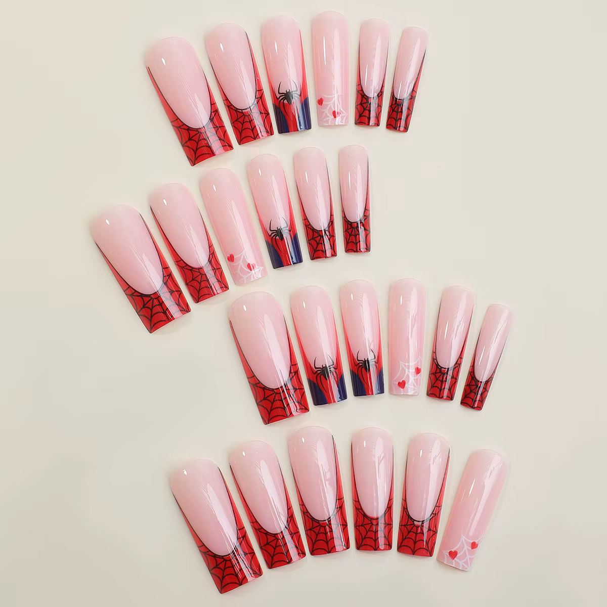 Faux ongles araignée d'halloween, 24 pièces, imprimé cercueil français, Ballet, couverture complète,