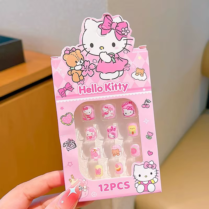 Faux ongles pour enfants, style kawaii, dessins animés Sanrio, mignons, Kuromi, My Melody, Cinnamoro