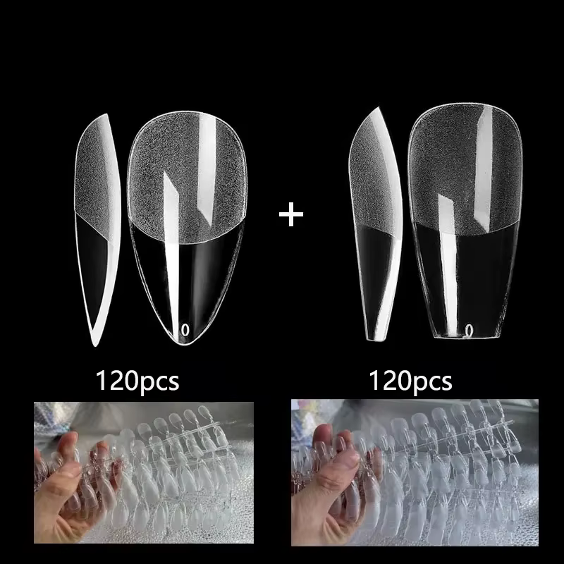 Presse sur faux ongles faux ongles cercueil Semi givré couverture complète mi-longue ongles conseils