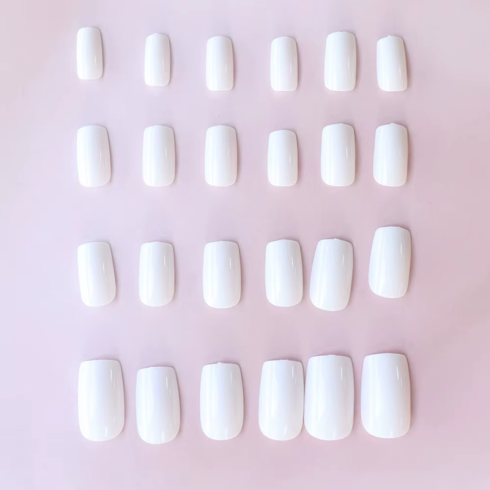 ARTAUG 24 pièces court carré blanc solide couverture complète couverture complète faux ongles ensemb