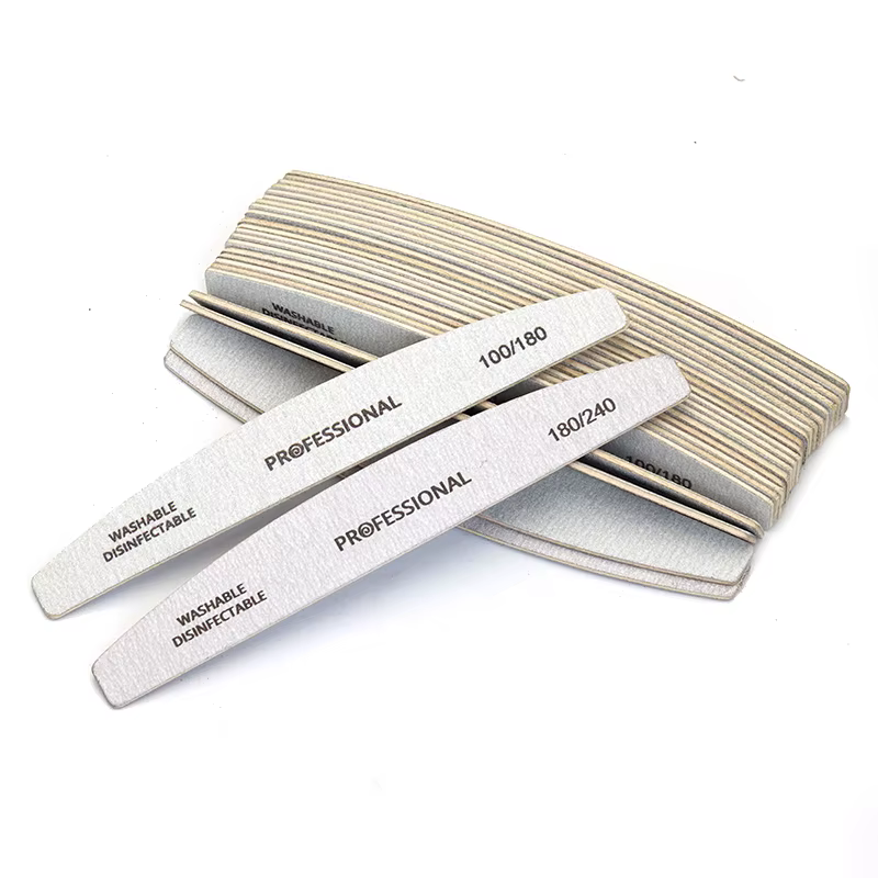 Limes à ongles professionnelles en bois, 100 180 240, tampon de manucure, bateau gris, tampons de pé