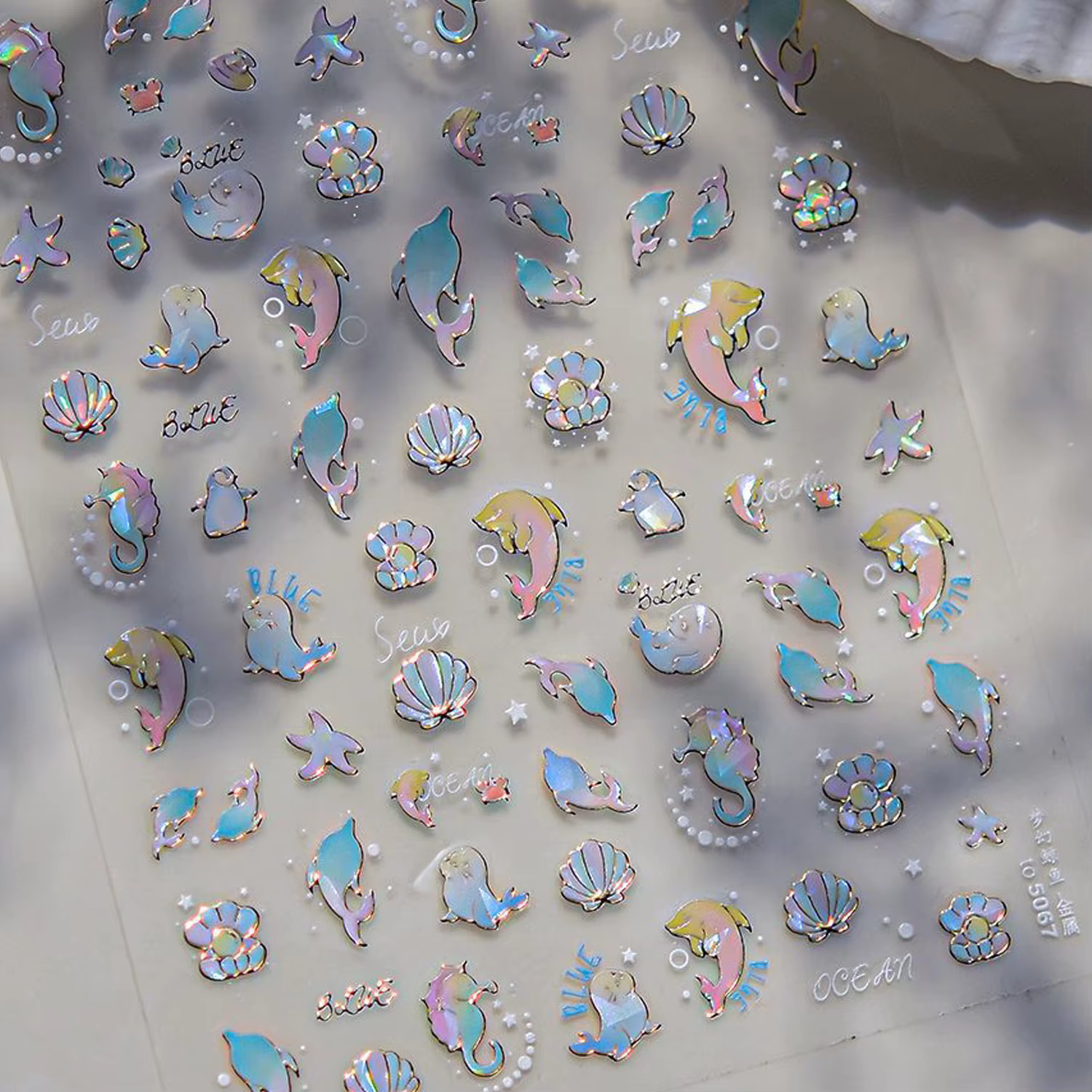 Bulles d'eau irisées étoiles brillantes colorées 5D Nail Art autocollants rêveur goutte d'eau auto-a