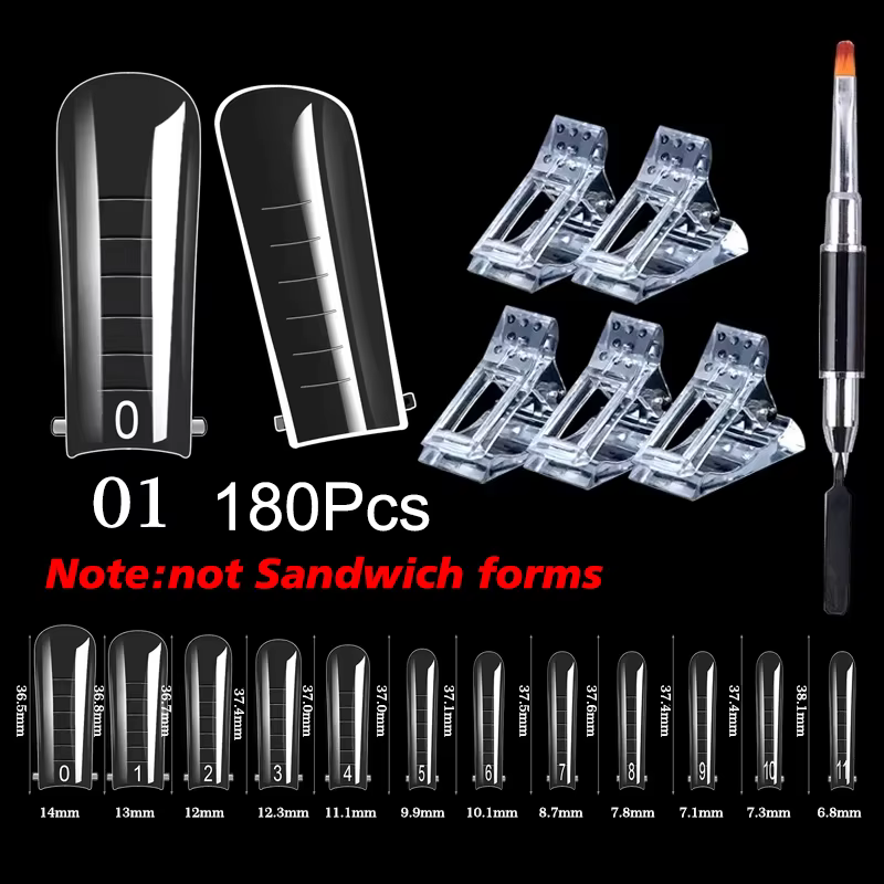 Nouvelles Formes à Ongles Double Usage Sandwich 180 pièces 15 Tailles 2025 – Formes Double Usage pou