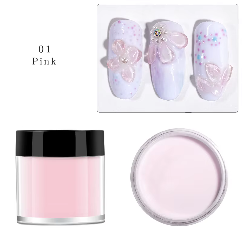 Poudre acrylique transparente blanche rose pour ongles, 10g, polymère professionnel pour sculpter l'