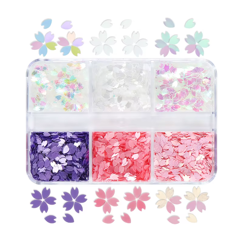 Rose Sakura fleur pétale Nail Art paillettes décorations fleurs de cerisier tranche holographique pa
