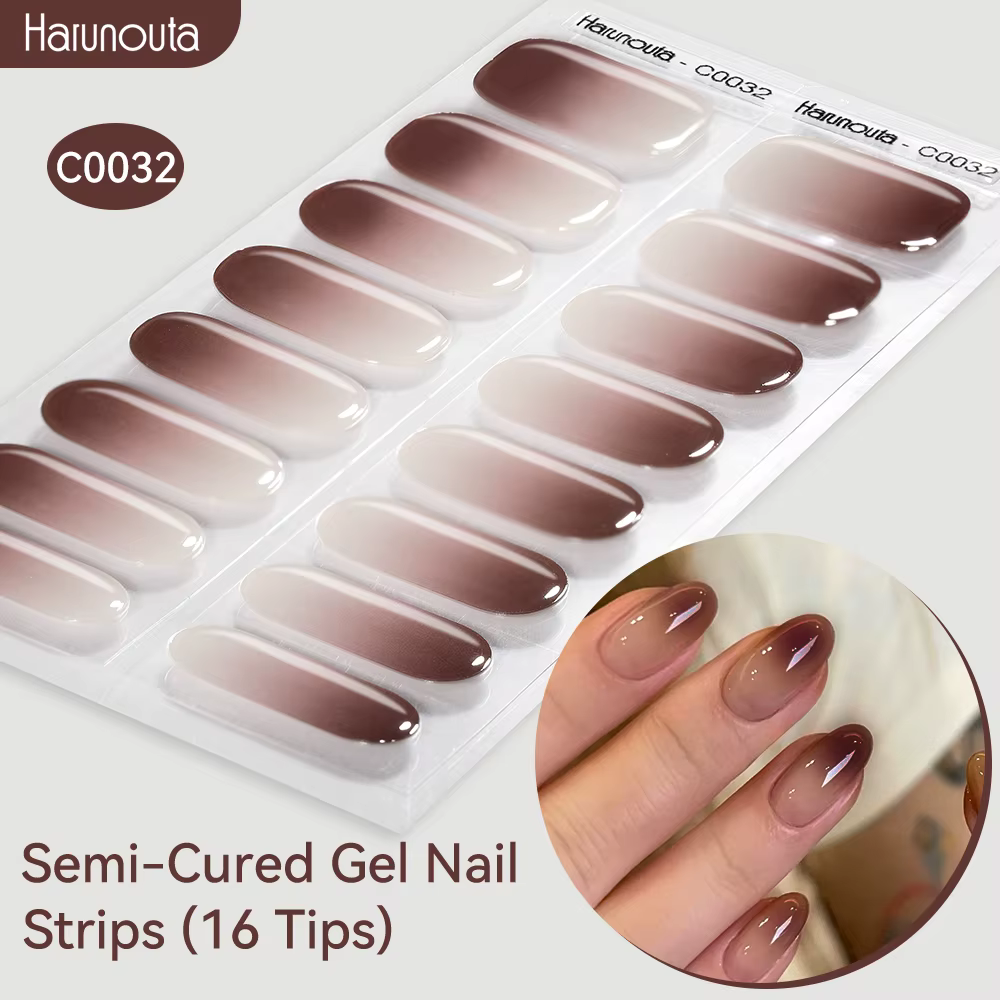 Harunouta dégradé Semi-durci Gel autocollant pour ongles longue durée UV autocollant pour ongles UV/