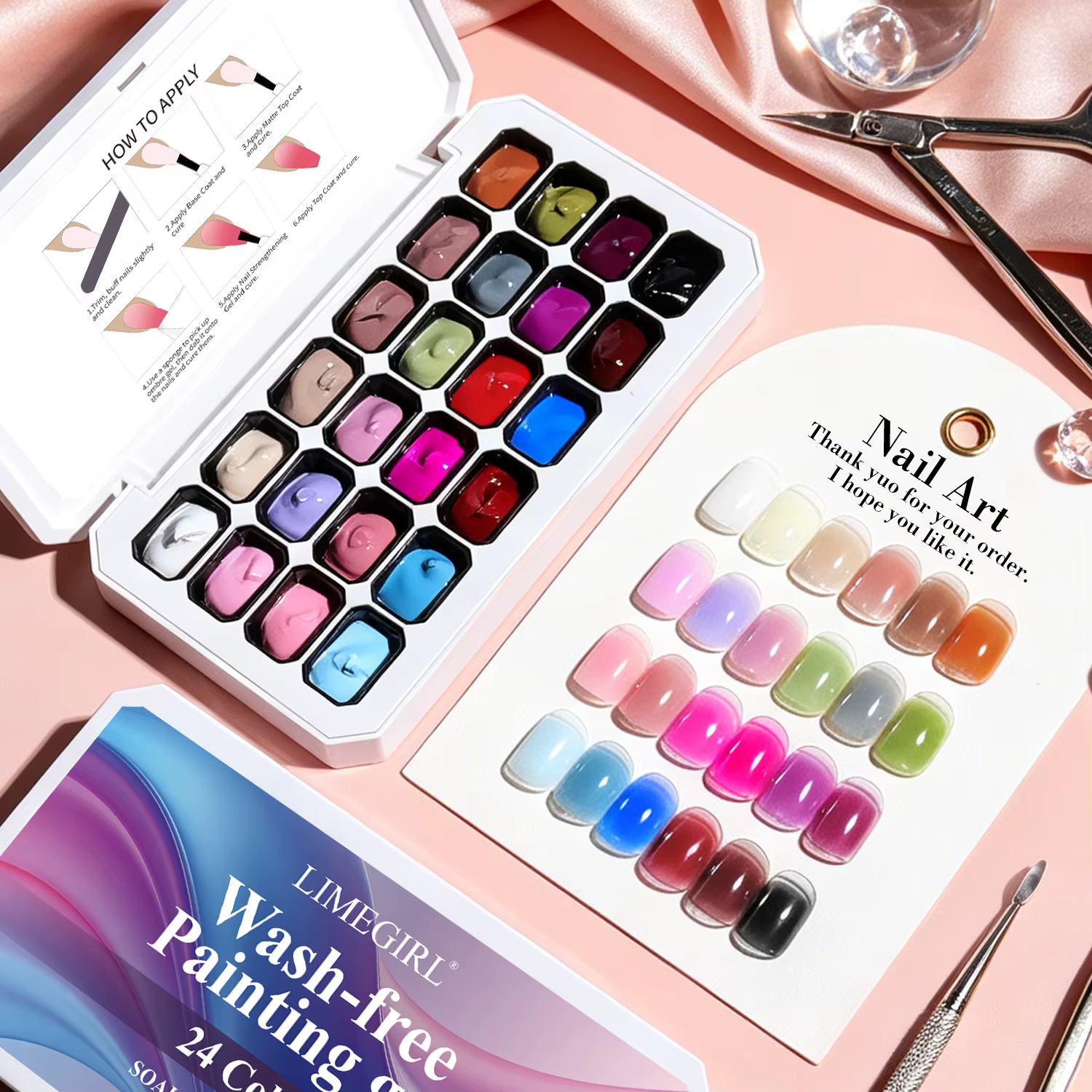 TPO HEMA FREE 24 Grid Brown Pink Patting Gel Nail Polish UV LED Soak Off Gel Varnish Blooming Gradie