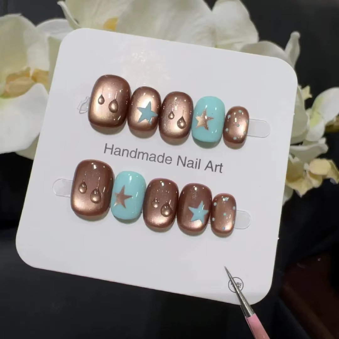 Petites gouttelettes d'eau marron haut de gamme, 10 pièces, pointes françaises faites à la main, nai