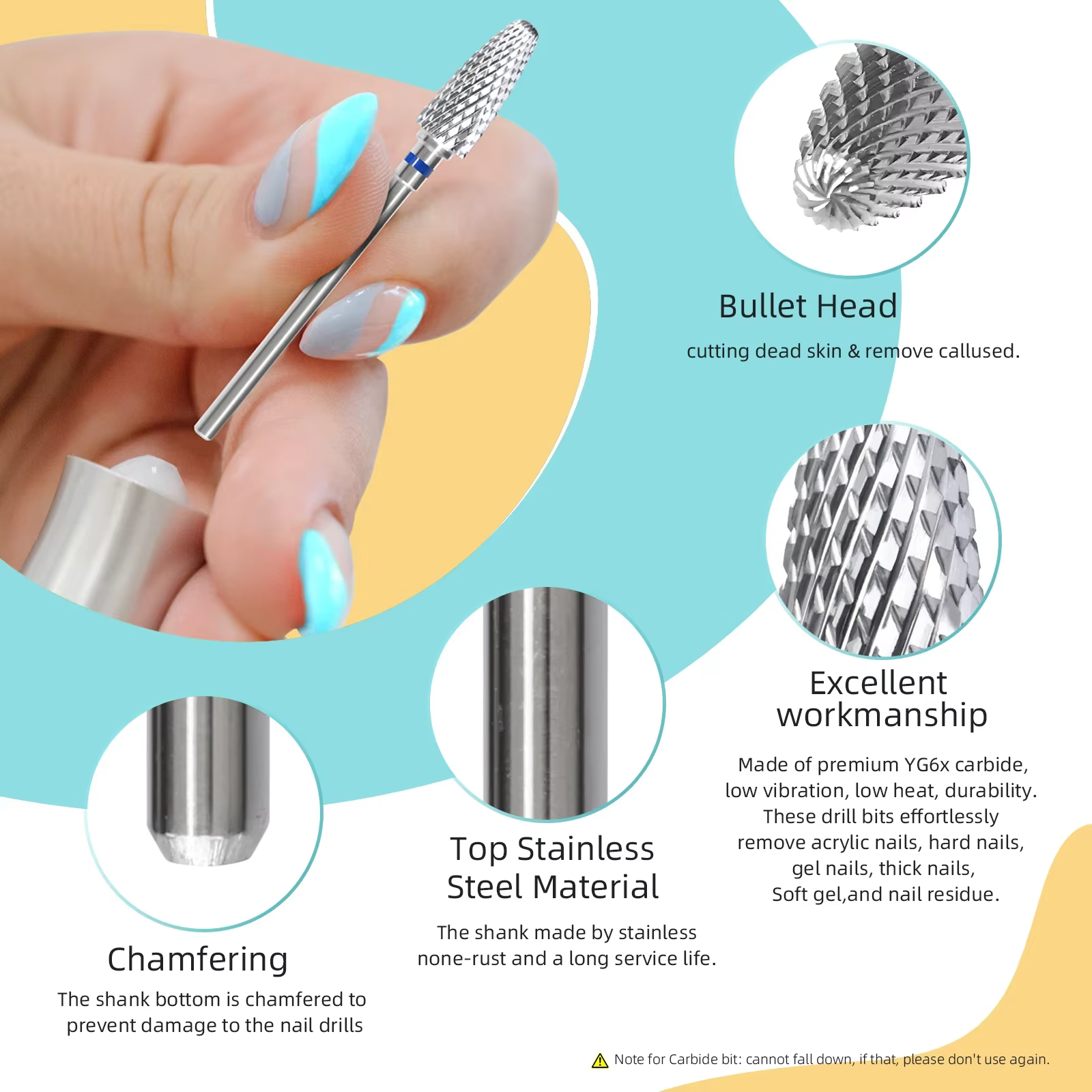 HYTOOS balle carbure forets à ongles professionnel rotatif flamme foret à ongles manucure acrylique 