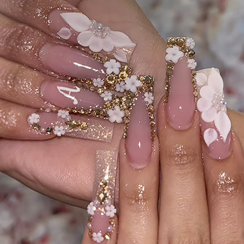Faux ongles français Sweet Cool Spice Girl souhaits on N64.Black, N64.Y2k, étoile, paillettes, diama