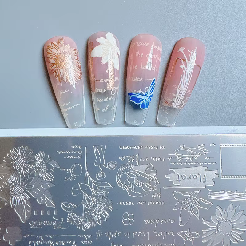XMQ NAIL ART STAMPING PLATES LETRES Fleurs IMAGTEPLATES TEMPLATE