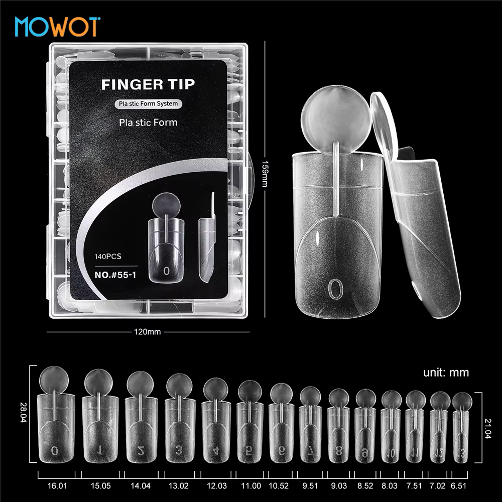 MOWOT Moules à ongles double face effet mat 140 pièces pour extension rapide des ongles 14 tailles F