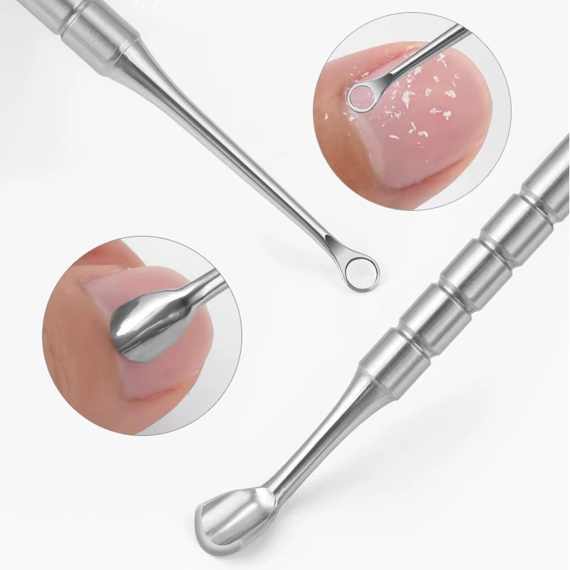 Nouveau dissolvant de cuticules à tête biseautée à Double extrémité, dissolvant de cuticules en acie