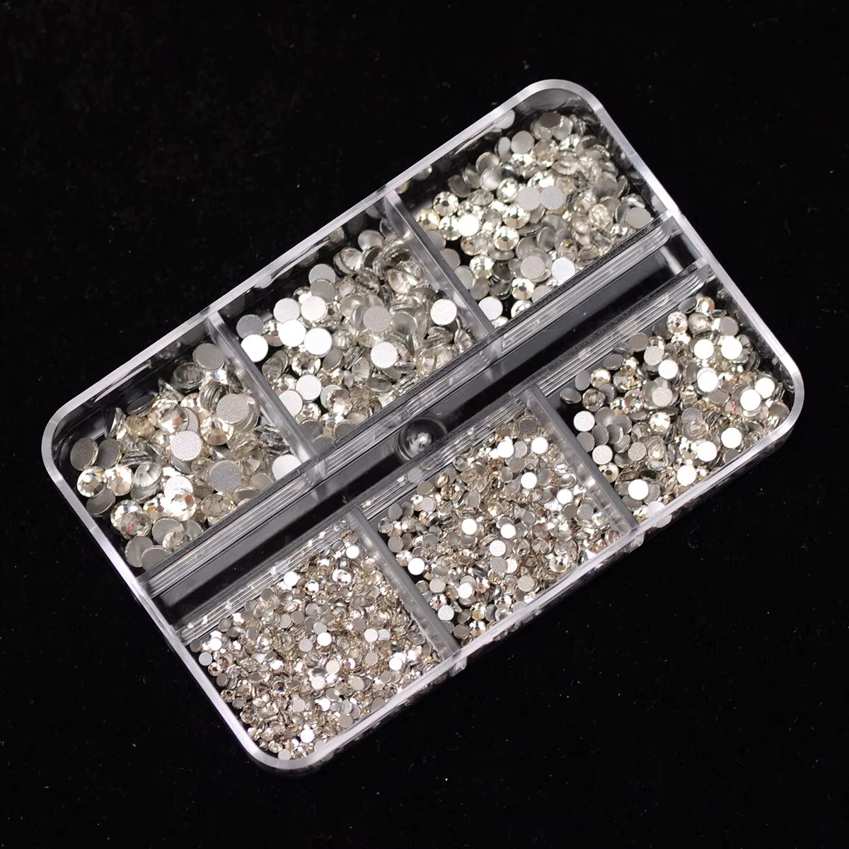 Breloques pour ongles en cristal coloré à dos plat, 6 grilles/boîte SS4-SS16, accessoires pour ongle