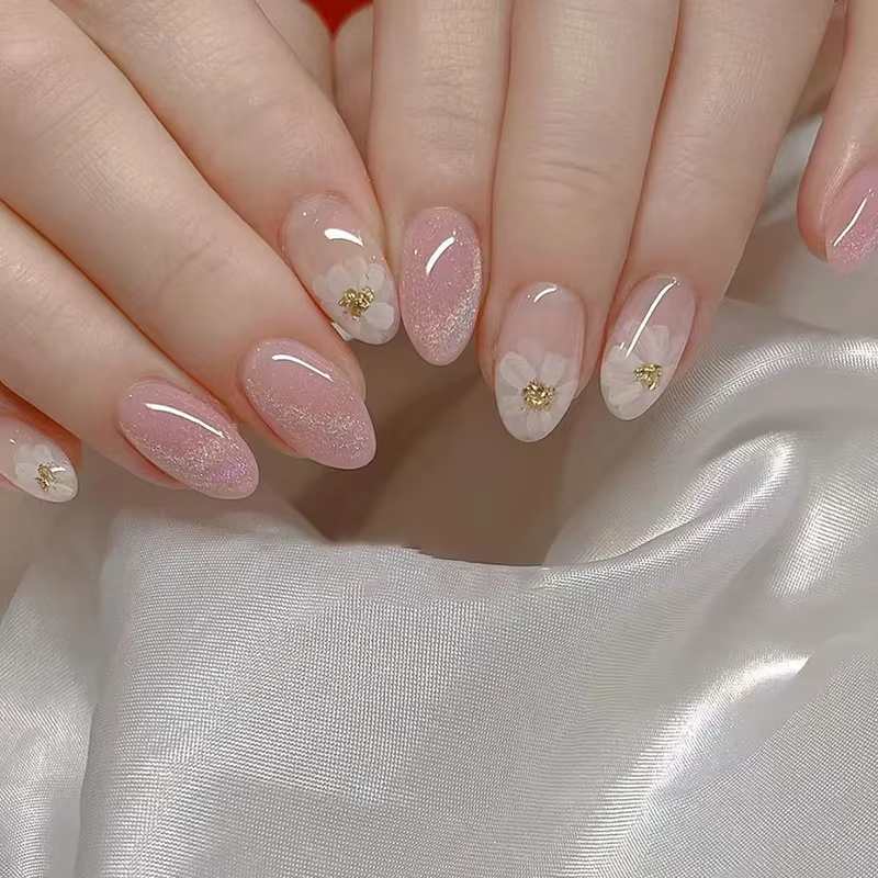 Faux ongles simples rouge vin avec colle, mi-longs, à pression en amande, à tête ronde, ovale, couve