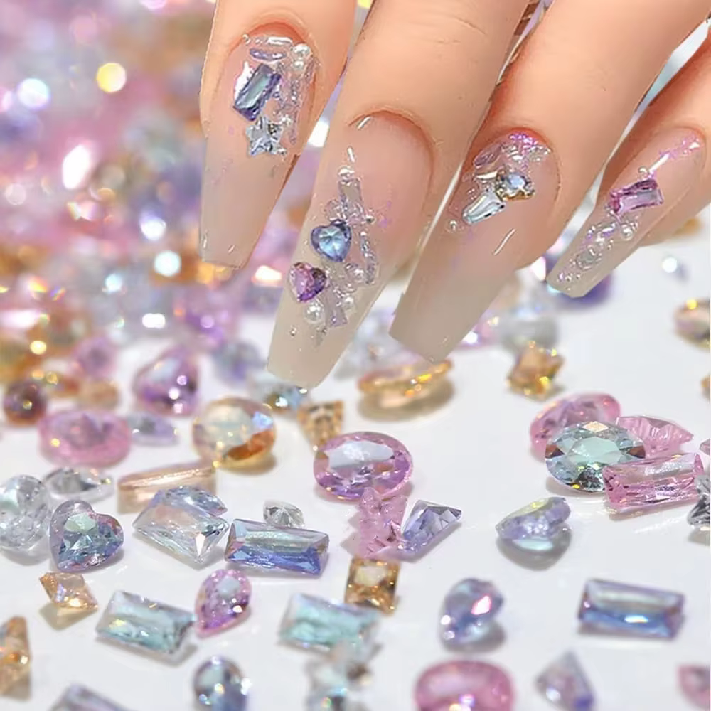 50 pièces 3D 5A 1-4MM Mini Zircon Nail Art strass cristal diamant accessoires pour paillettes manucu