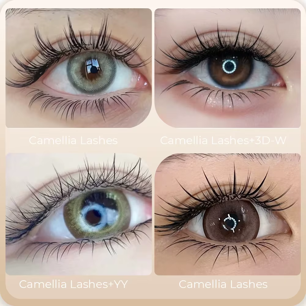 Yelix camélia cils avec adhésif LC LB LJ C D Curl cils Extensions de cils doux naturels Volume russe