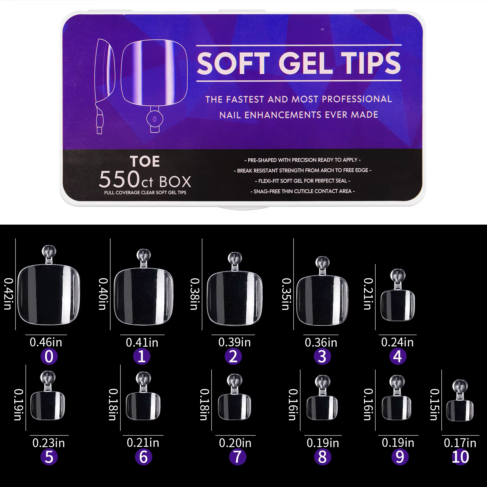 1 boîte de Faux ongles longs en acrylique transparent, Capsules d'amande, cercueil français, demi-co