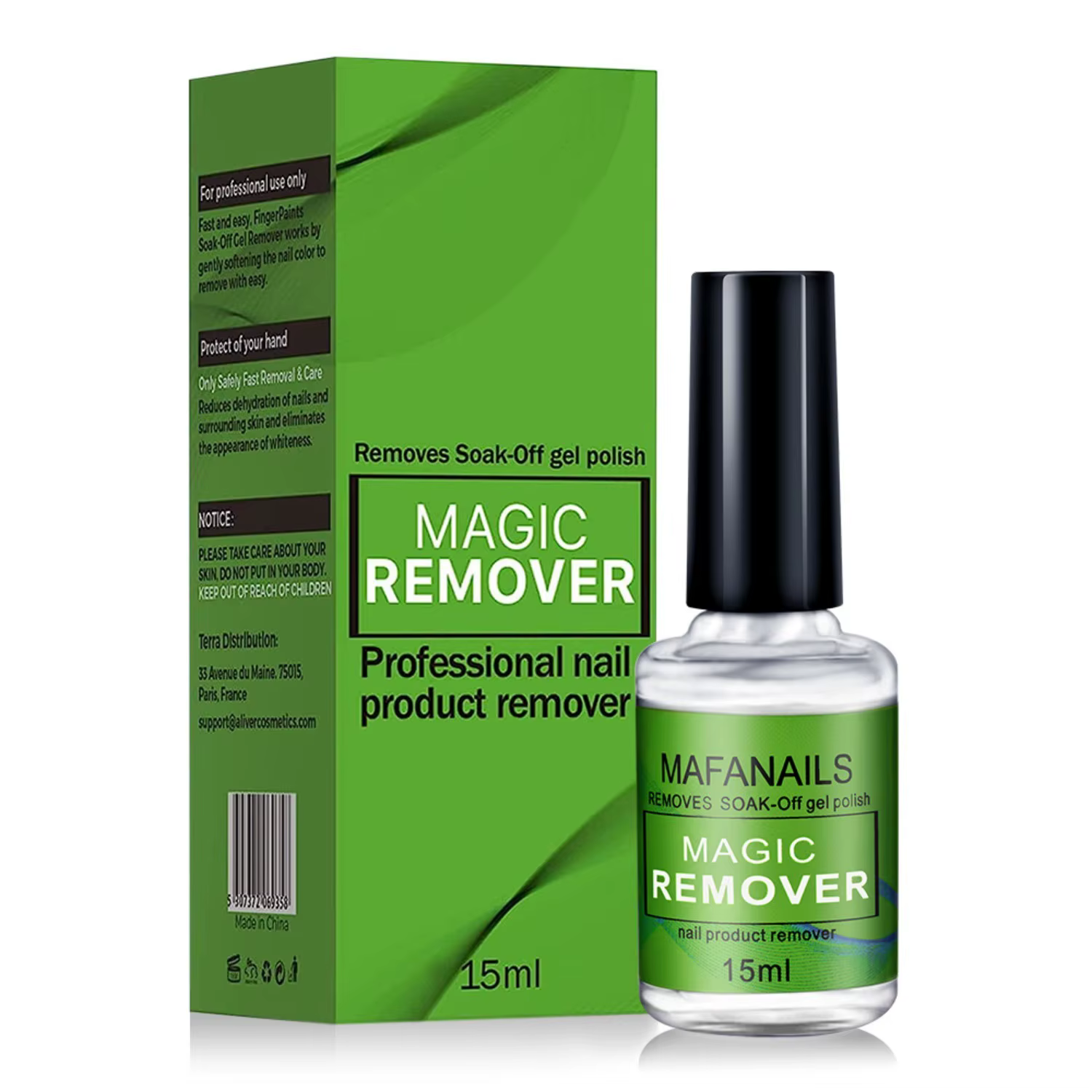 Dissolvant de Gel pour ongles, 15ml/bouteille, vernis à tremper, 3 Minutes, élimine rapidement et fa