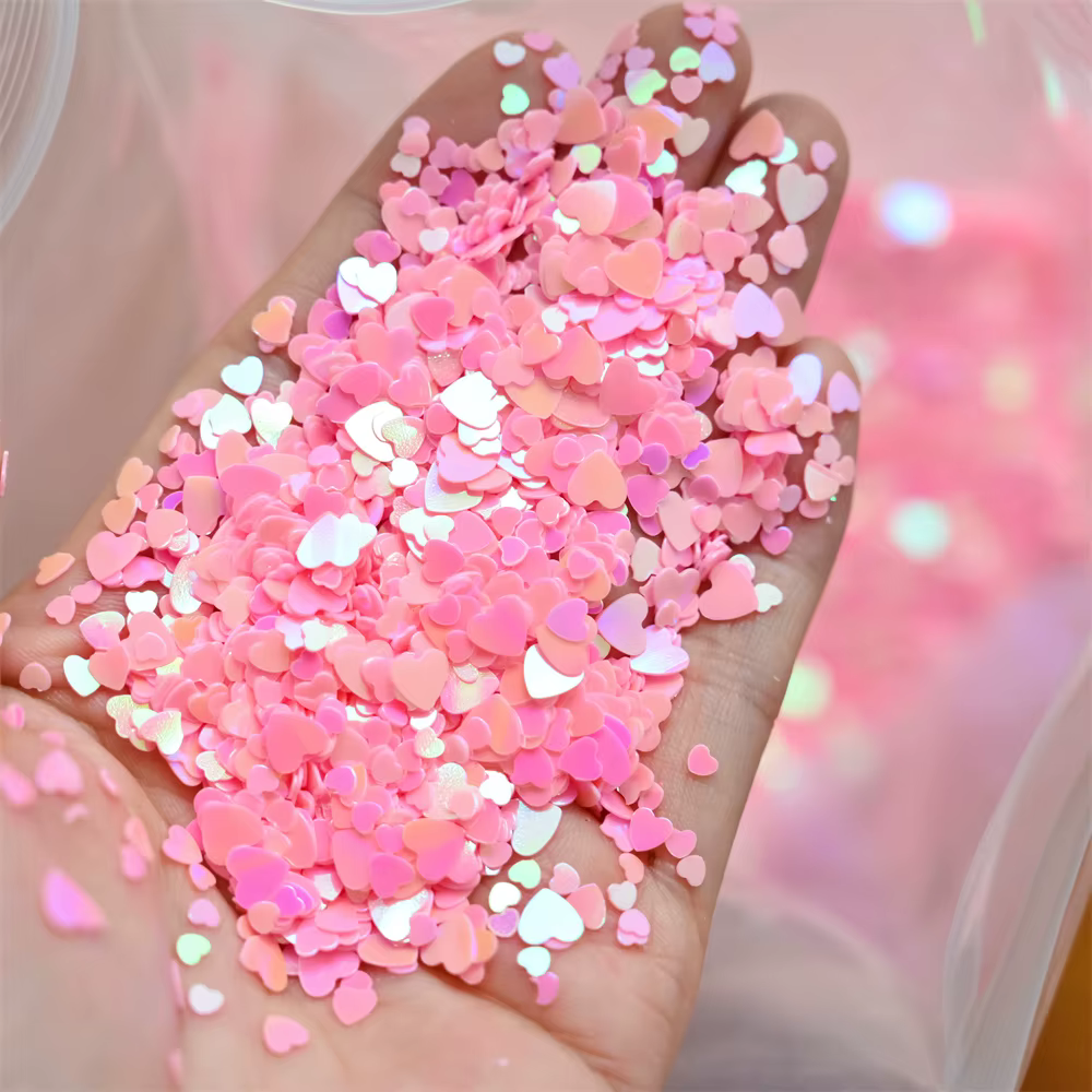 Paillettes holographiques pour ongles, 10g, cœur d'amour rose, décoration Nail Art, taille mixte, fl