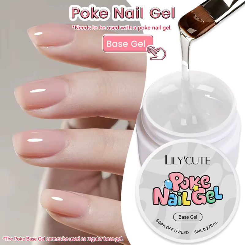 LILYCUTE 8ml Poke ongles Gel blanc noir piquant multifonctionnel UV LED Gel bulle océan vague sans e