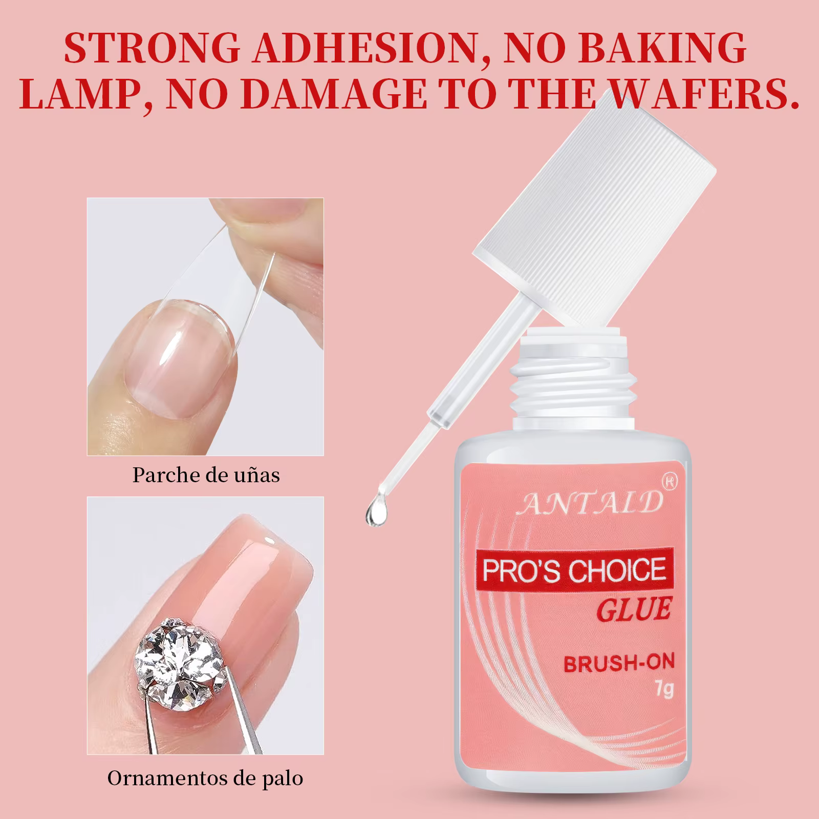 Colle à ongles 7g à appliquer au pinceau, adhésif puissant pour faux ongles, séchage rapide, sans UV
