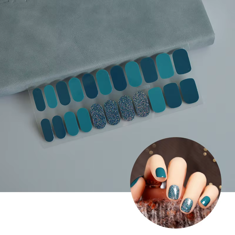 Film de Gel pour vernis à ongles à paillettes Flash à 22 doigts, autocollant imperméable et durable 