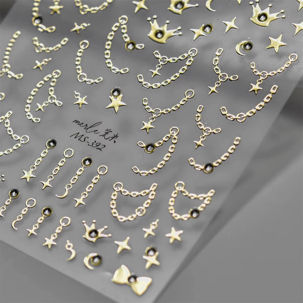 Autocollants pour ongles en chaîne étoile diamant 5D, 1 pièce, or argent, auto-adhésifs, décorations