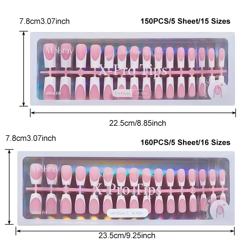 150/160 pièces presse française sur Gel ongles conseils ensemble nu rose Ballet longueur moyenne fin