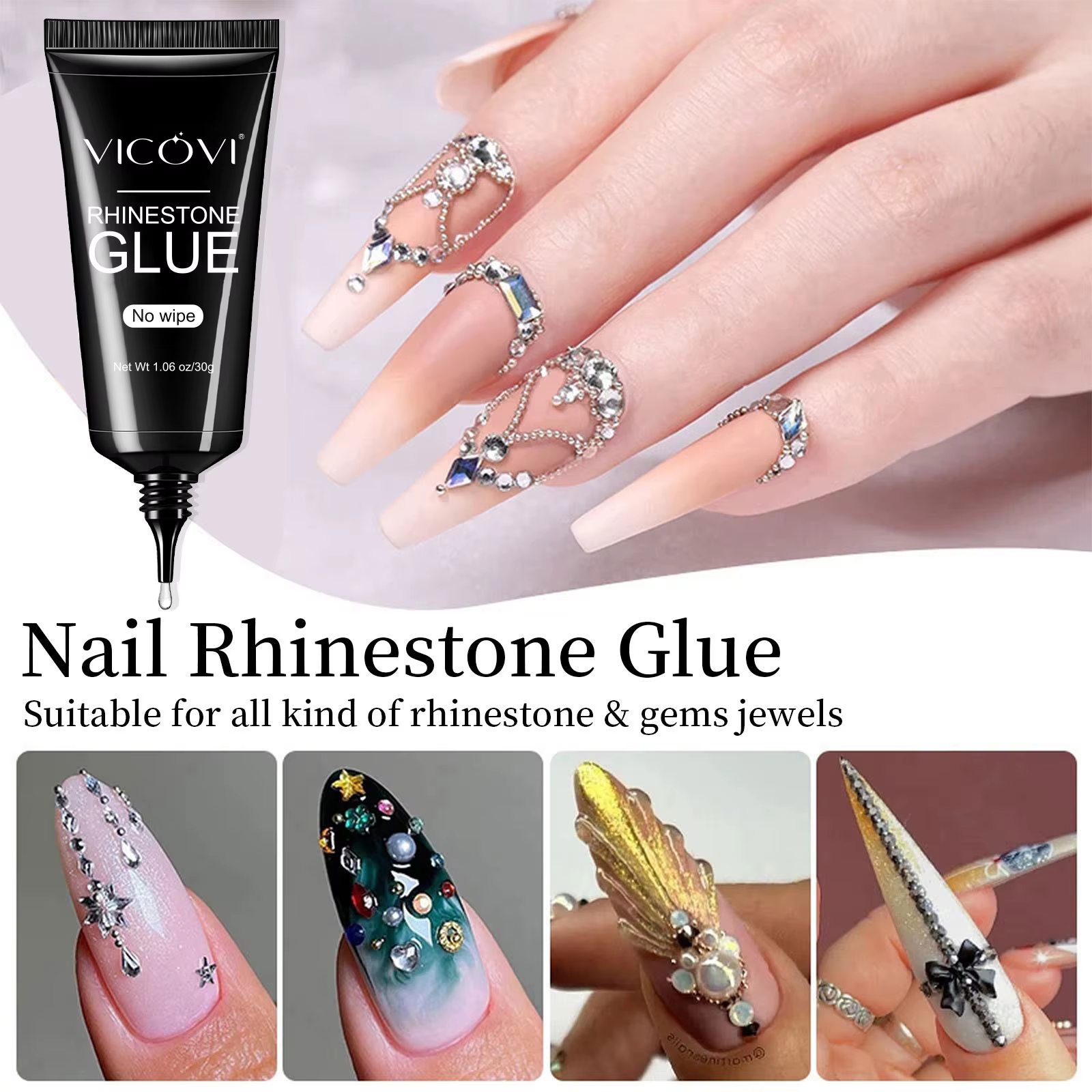 Colle à ongles adhésive forte pour presse sur les faux ongles, faux ongles en acrylique, colle trans