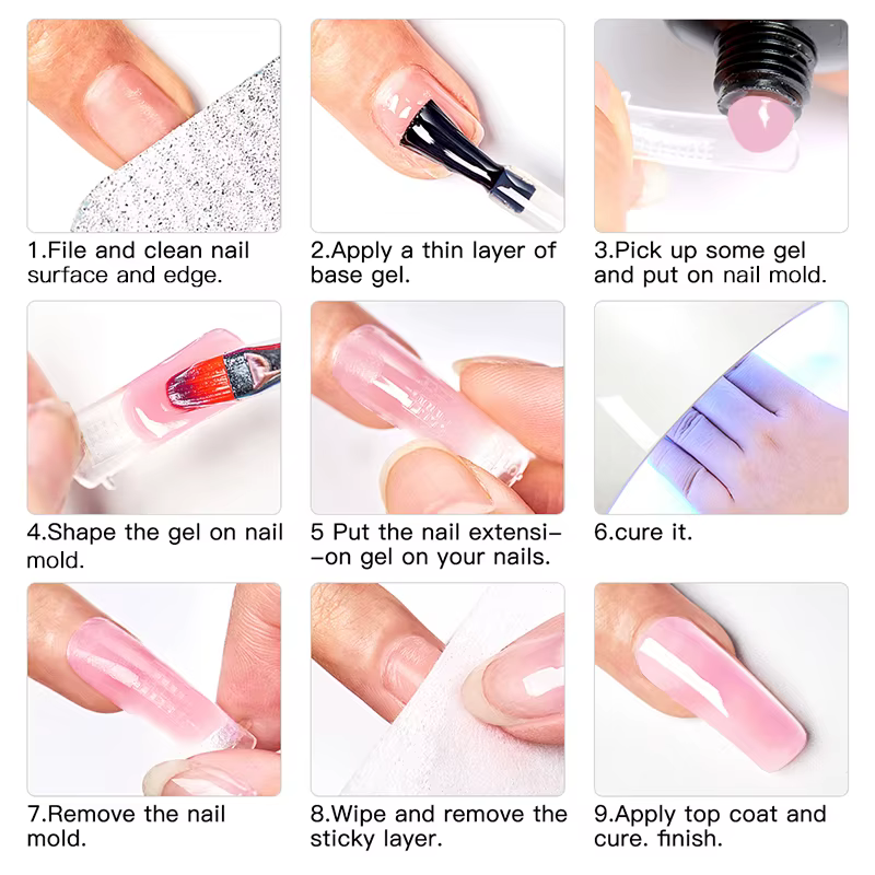 Ensemble de Gel pour ongles en Poly Extension, 5 pièces, blanc clair, nu, rose, vernis de constructi