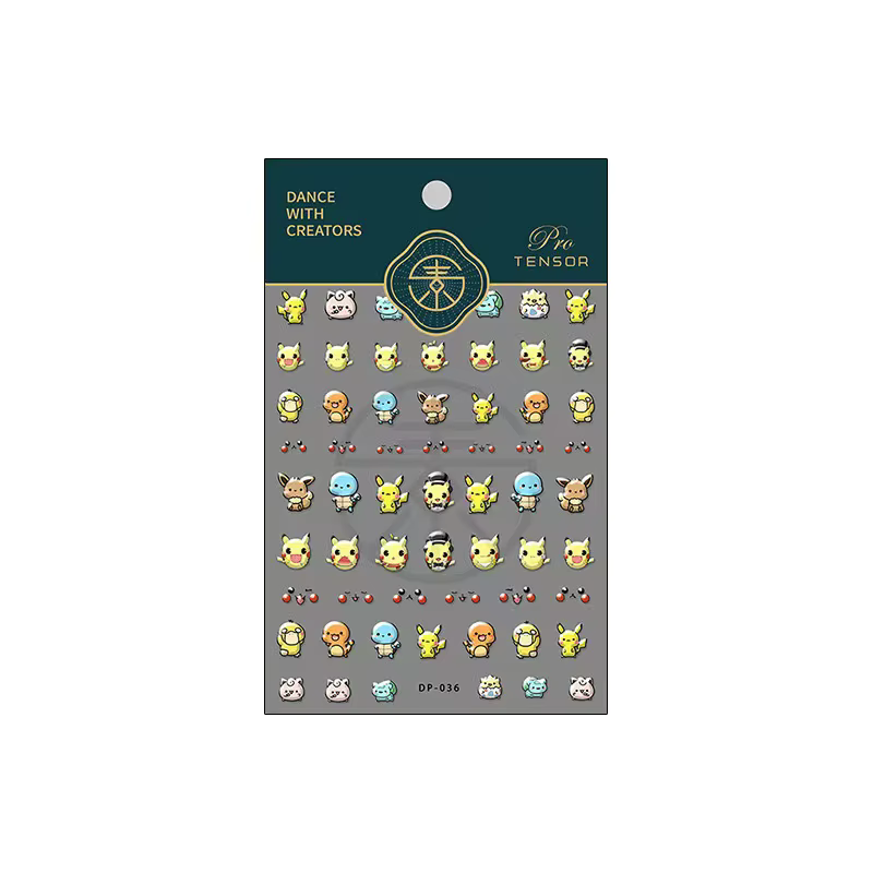 Miniso Nouveaux autocollants pour ongles Pokémon en relief 5D Personnage d'anime Charmander Pikachu