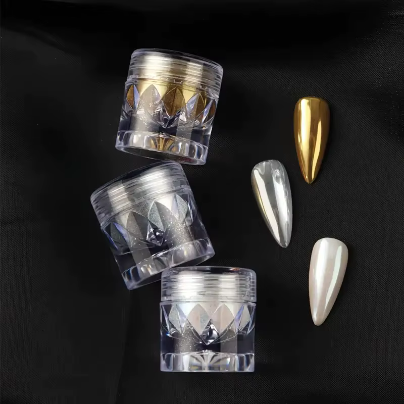 Ensemble de poudre de paillettes pour ongles, 3 pièces, effet miroir aurore, poussière holographique