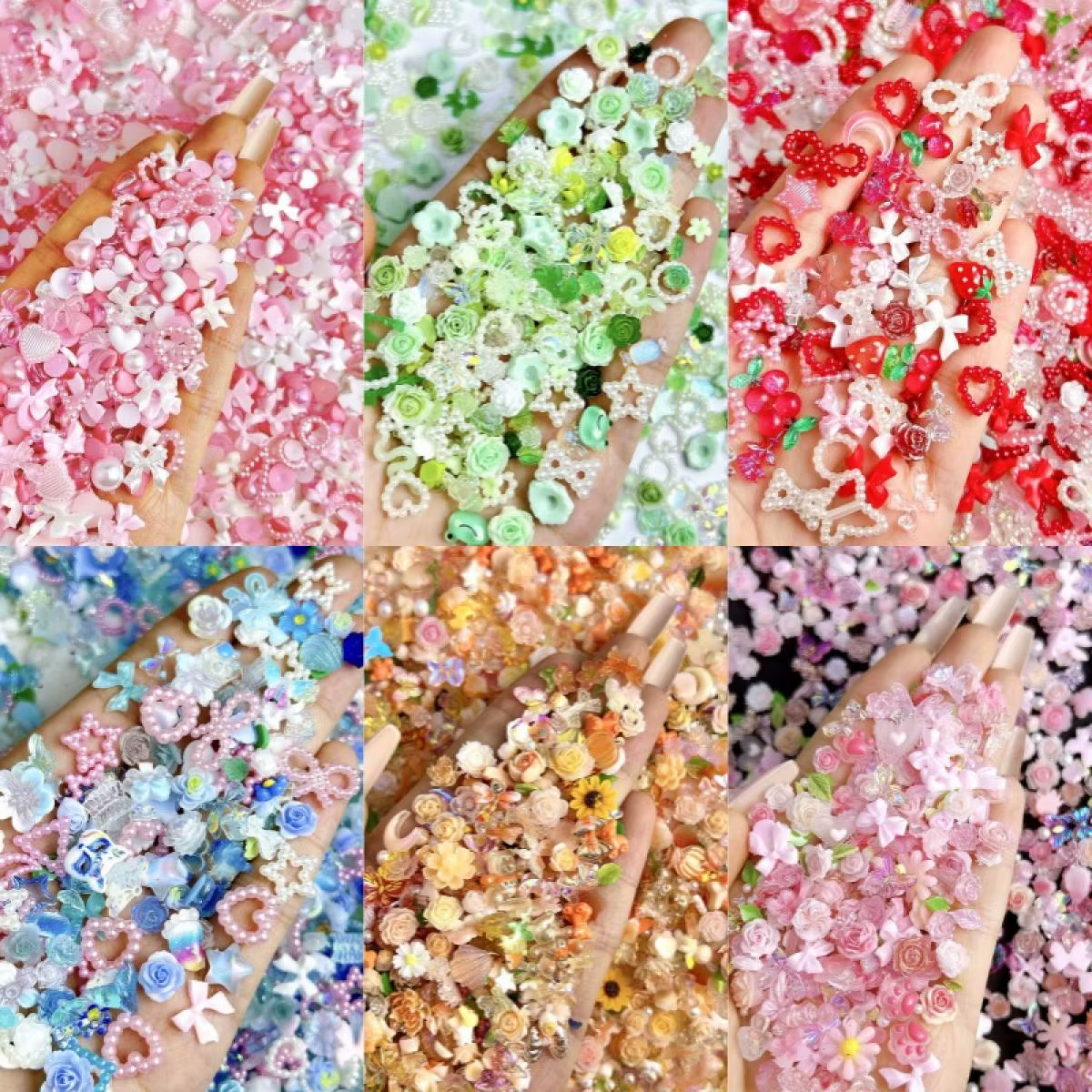 Breloques 3D pour Nail Art, 60 Pièces, Colorées, Camélia, Rose, Minimaliste, Étoile, Nministériels d