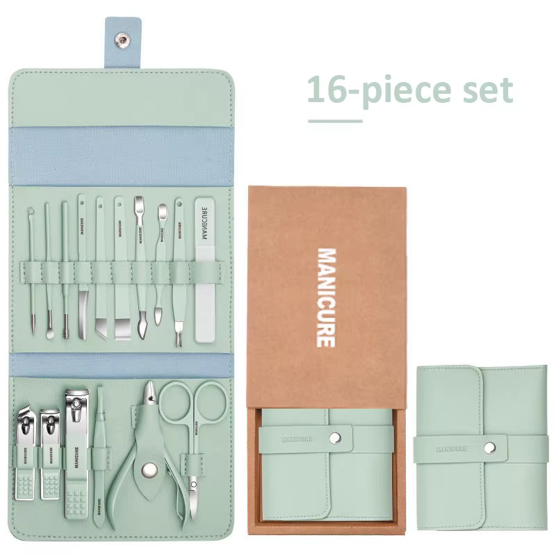 Ensemble de manucure professionnel 12/16 pièces, Kit complet de pédicure en acier inoxydable avec ét
