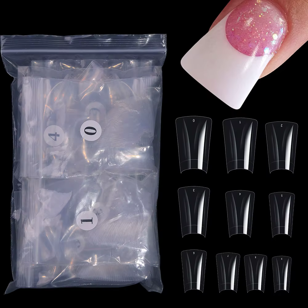 Embouts d'ongles de canard 500 pièces/sac, mélange de tailles claires et incurvées, faux ongles en a