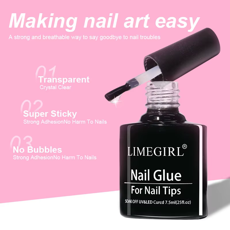 LIMEGIRL 7.5ml ongles conseils colle Gel UV colle pour faux ongles acrylique collant adhésif manucur