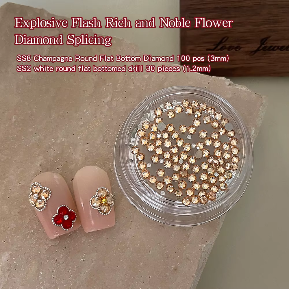 KANIU 1 Boîte de Strass pour Ongles en Zircon, Petits Strass en Forme de Fleur, Appliques Multi-form