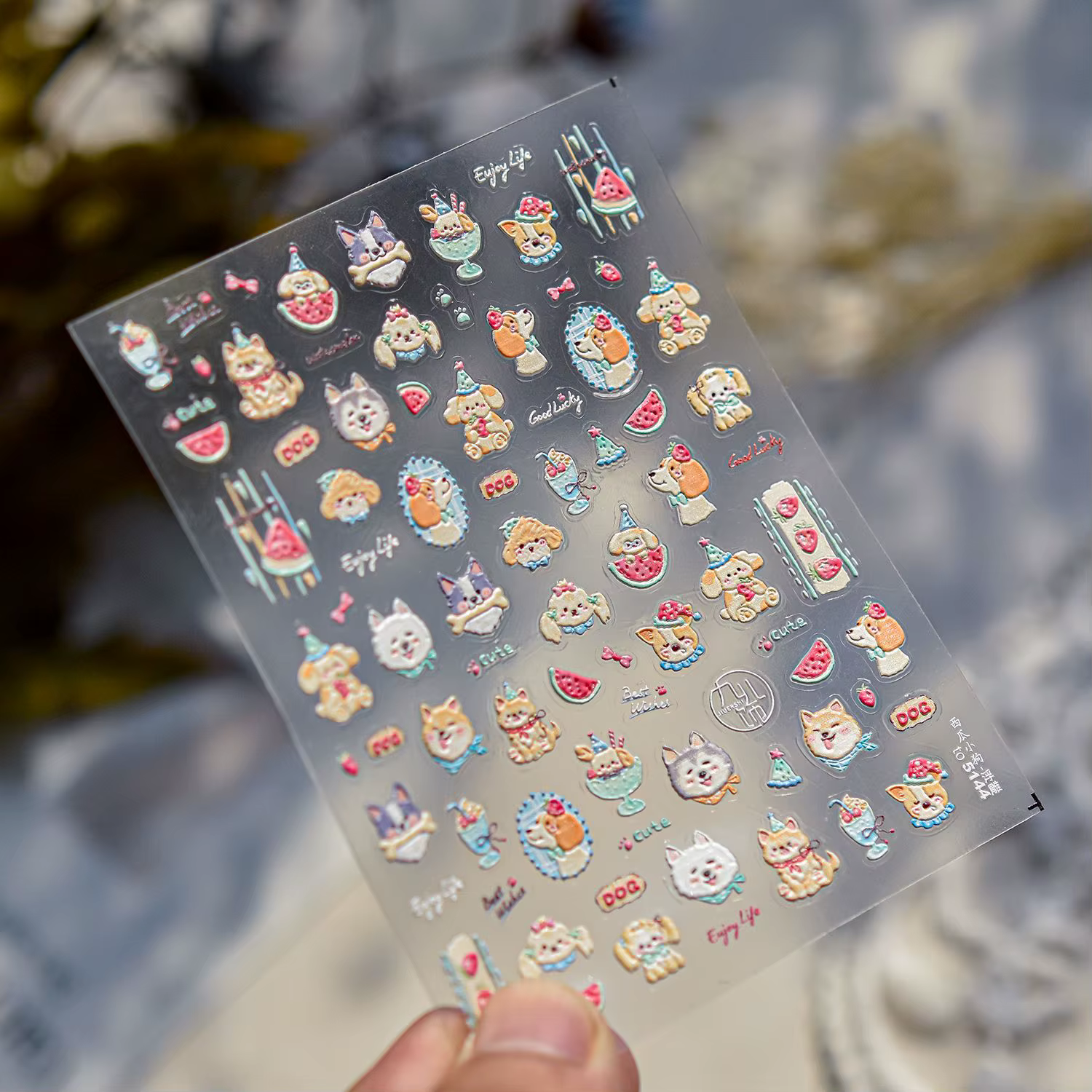 Autocollants de gâteau joyeux anniversaire pour ongles, en relief 5D, beignet doux, cerise, adhésif,
